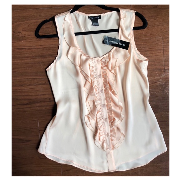 Spense Tops - Peachy / Nude Silky Blouse